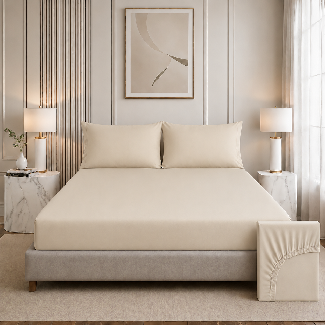Nirvana Collection - Light Beige | Bedsheet with Pillowcases