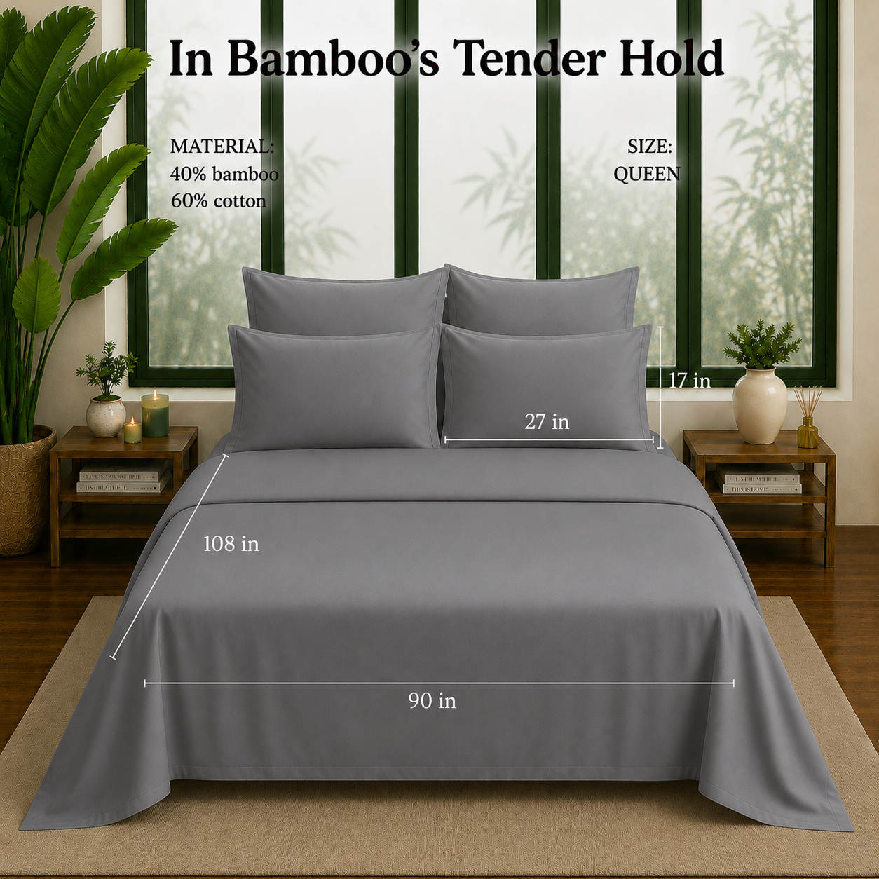 Bamboo Collection - Shadow Grey | Bedsheet with Pillowcases
