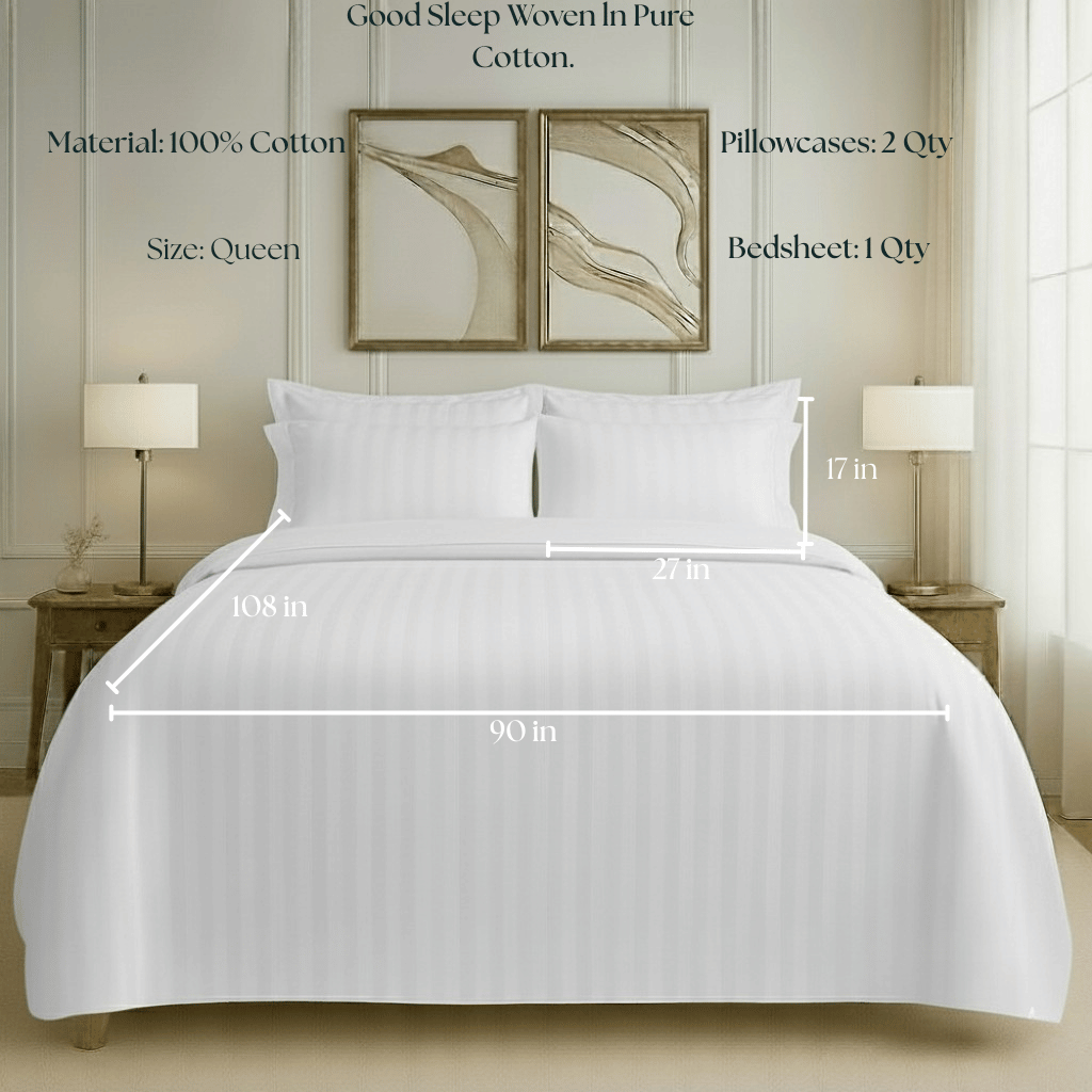 550 TC Stripes Collection - Pure Snow