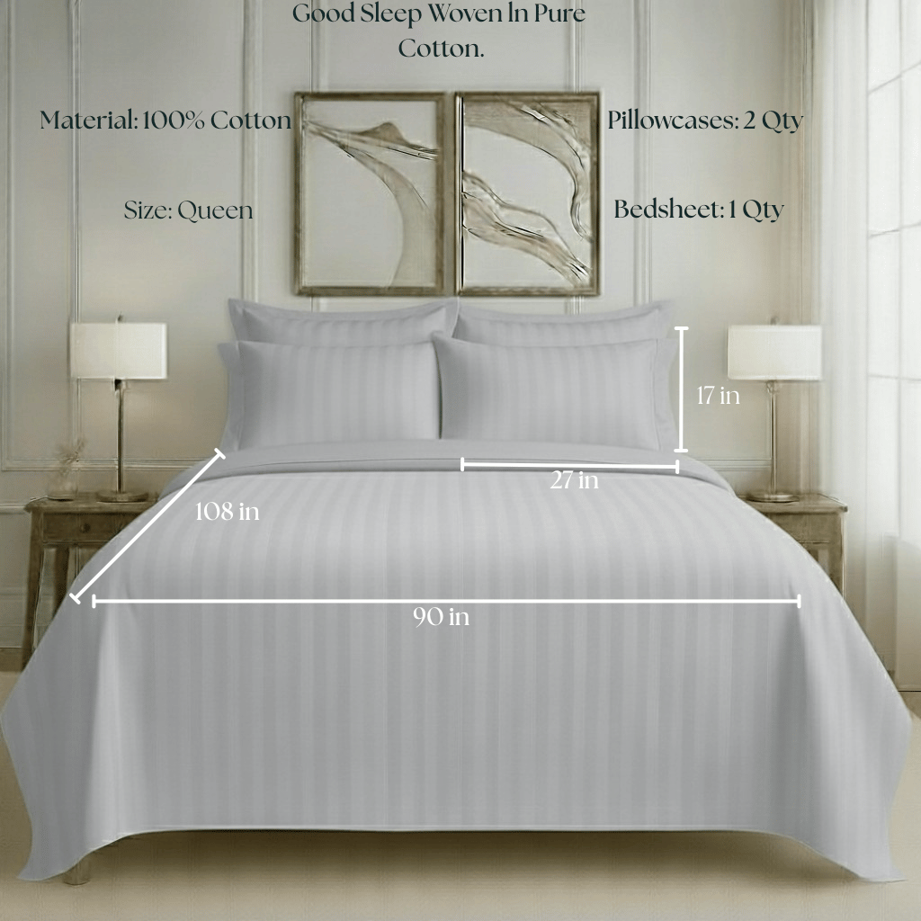 550 TC Stripes Collection - Silver Mist