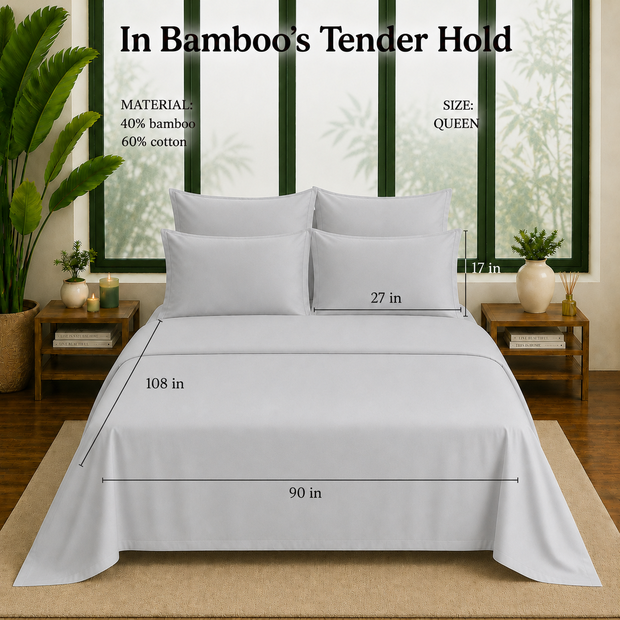 Bamboo Collection - Pebble Silver | Bedsheet with Pillowcases