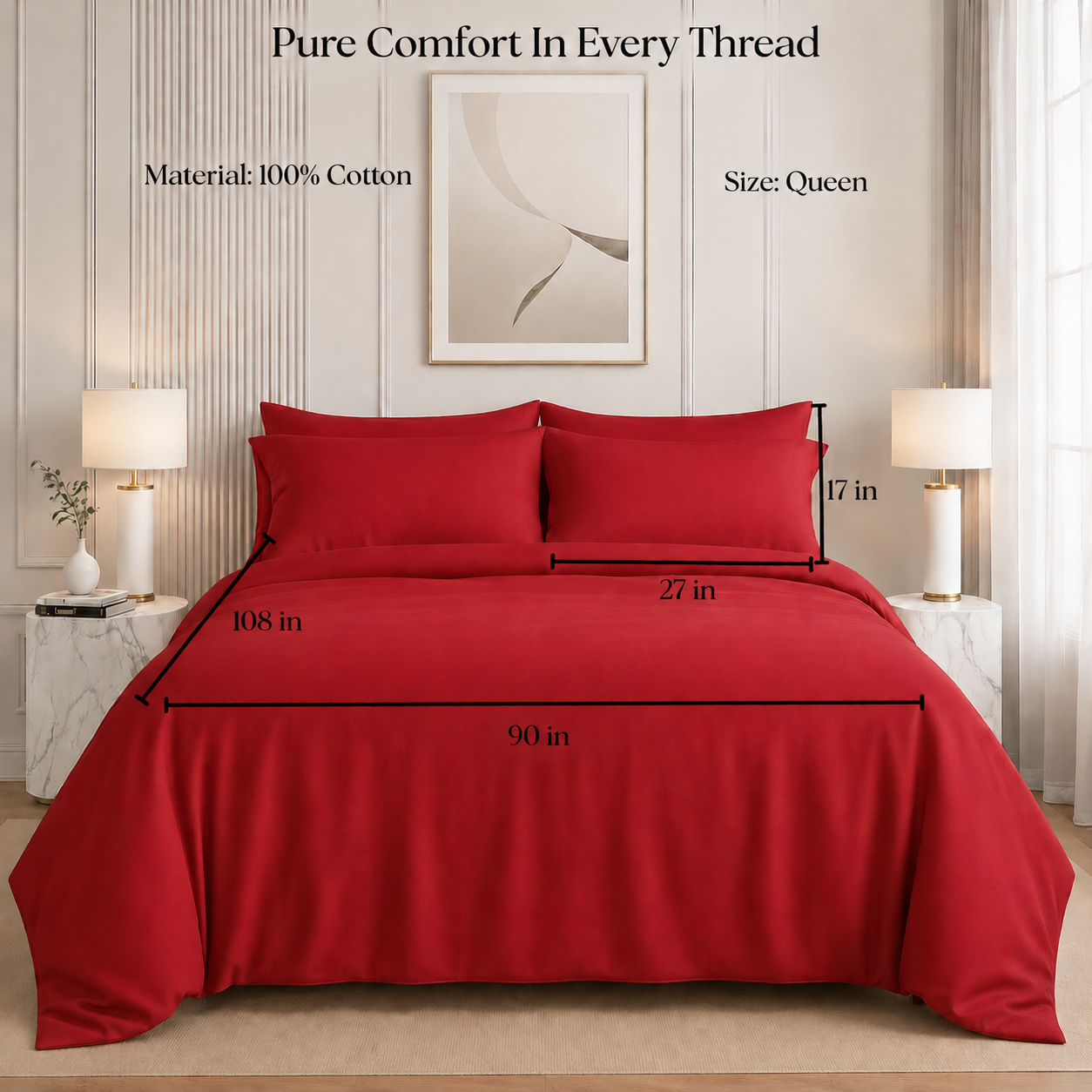 Nirvana Collection - Cherry Red | Bedsheet & Duvet Cover with Pillowcases