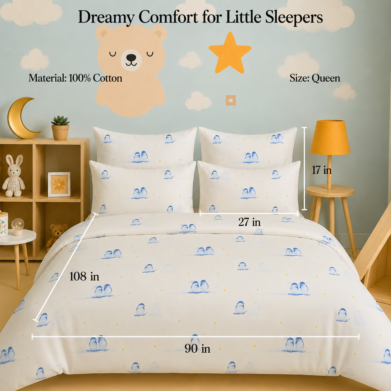 Kids Collection - Penguine Pals | Bedsheet with Pillowcases