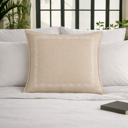 Sandstone Floral Embroidery Cushion