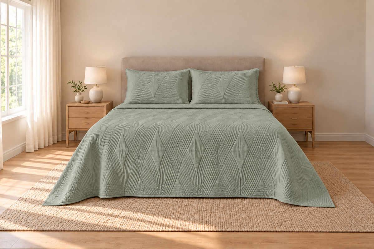 Premium Bedspread Collection - Pistachio Green