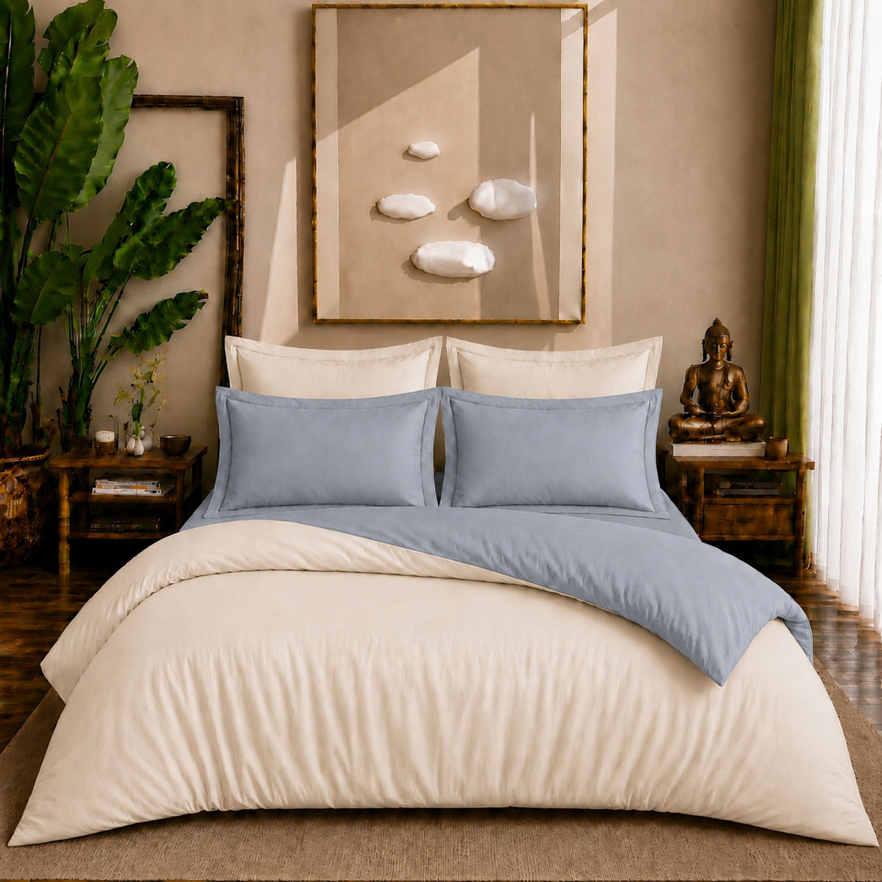 Eucalyptus Collection - Duo Luxe - Blue Pearl | Bedsheet with Pillowcases