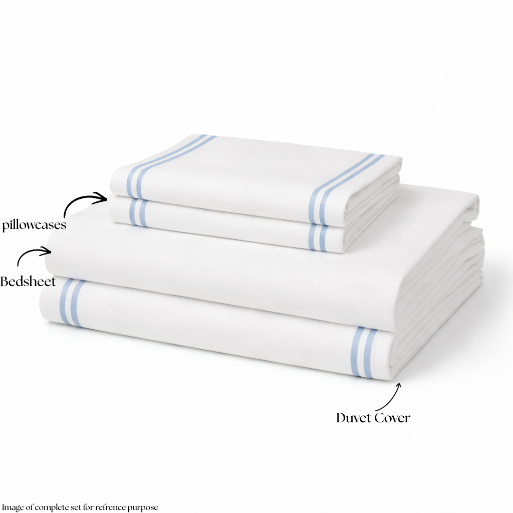 800 TC Pure Cotton Collection -Merrowing - Azure Whisper | Duvet Cover with Pillowcases