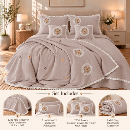 Premium Bedspread Collection - Whispering Flora 6-pieces - Blush Pink