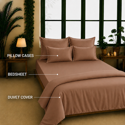 Bamboo Collection - Caramel Bronze | Bedsheet with Pillowcases