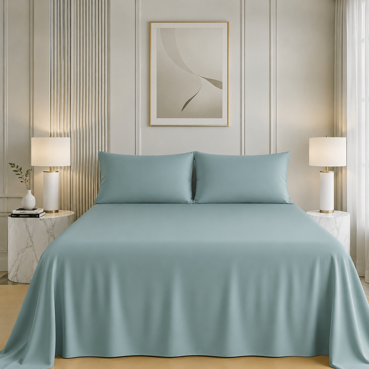Nirvana Collection - Steel Blue | Bedsheet with Pillowcases