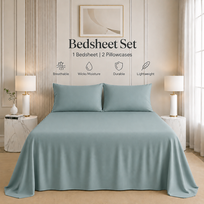 Nirvana Collection - Steel Blue | Bedsheet with Pillowcases