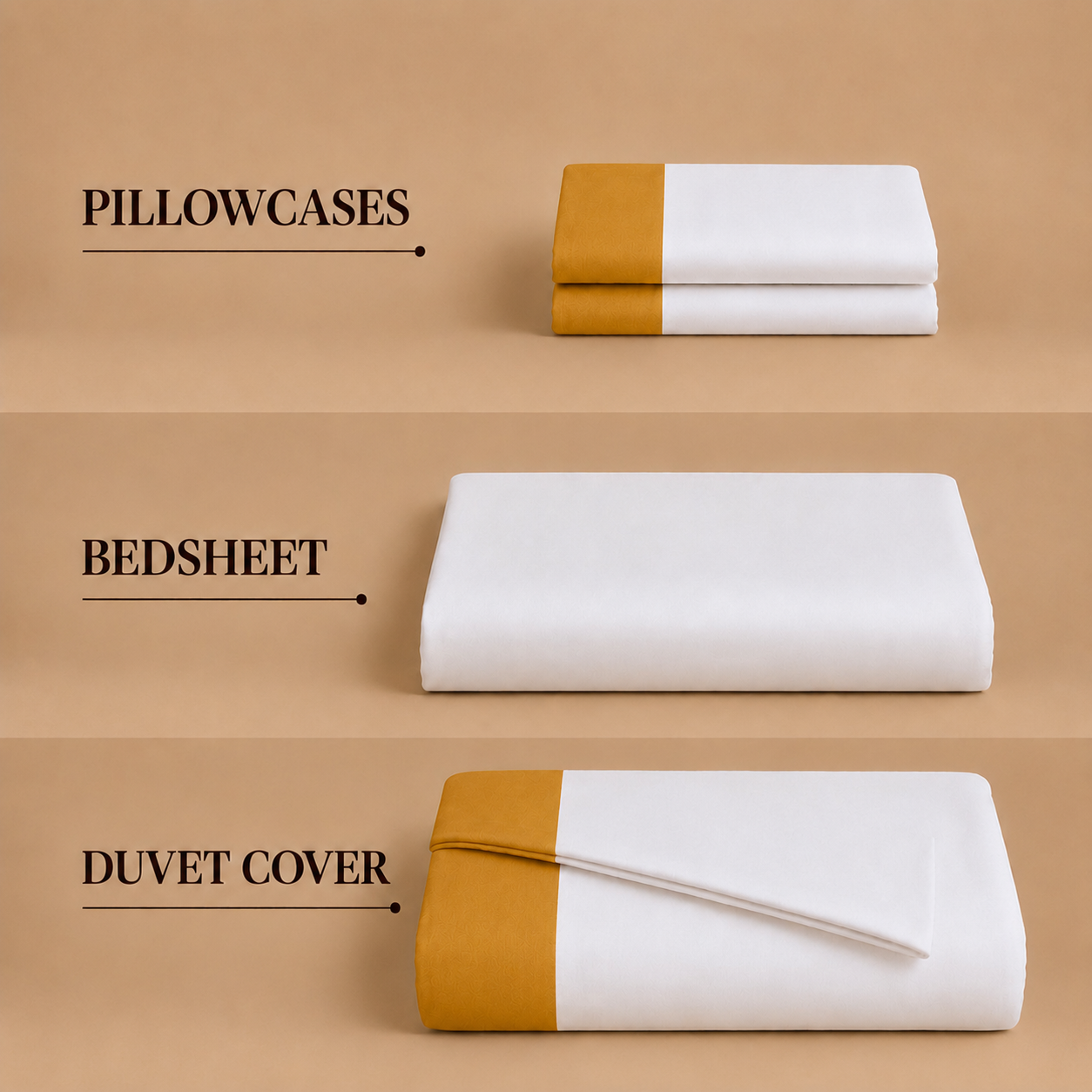 Egyptian Cotton - Border - Zen Classic Golden Yellow | Duvet Cover with Pillowcases