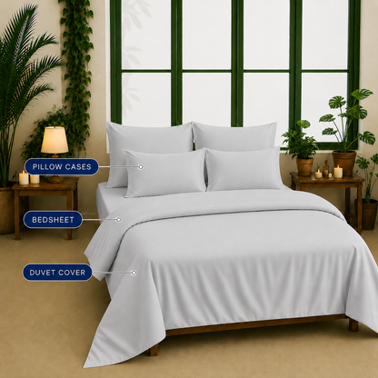 Bamboo Collection - Pebble Silver | Duvet Cover with Pillowcases