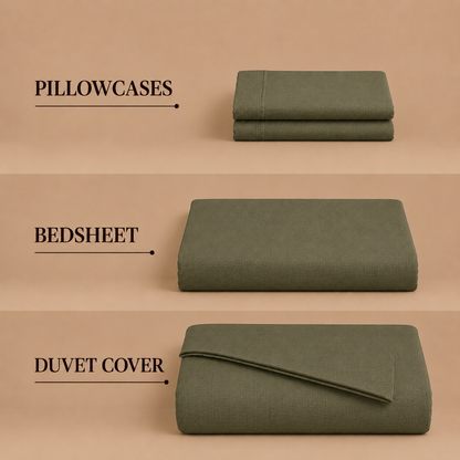 Linen Collection - Forest Green | Duvet Cover with Pillowcases