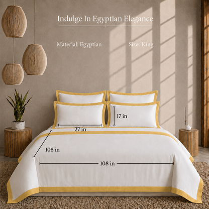 Egyptian Cotton - Border - Zen Classic Golden Yellow | Duvet Cover with Pillowcases