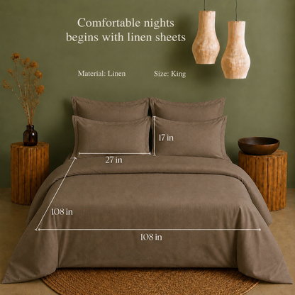 Linen Collection - Choco Brown | Duvet Cover with Pillowcases