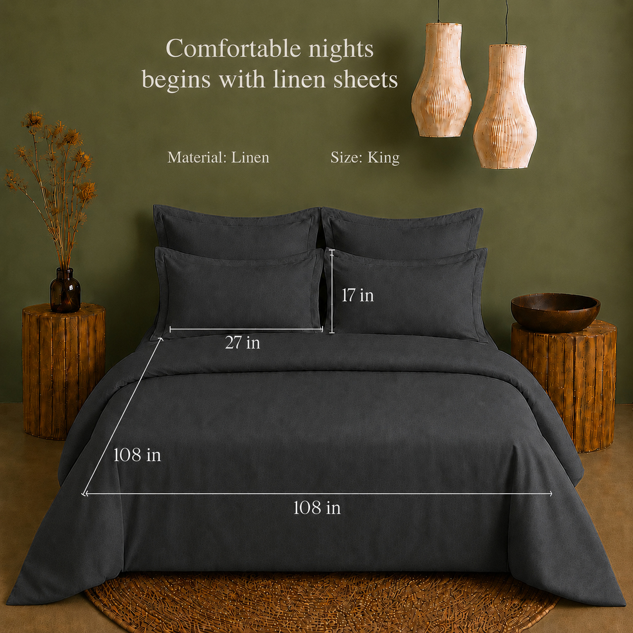 Linen Collection - Shadow Slate | Duvet Cover with Pillowcases