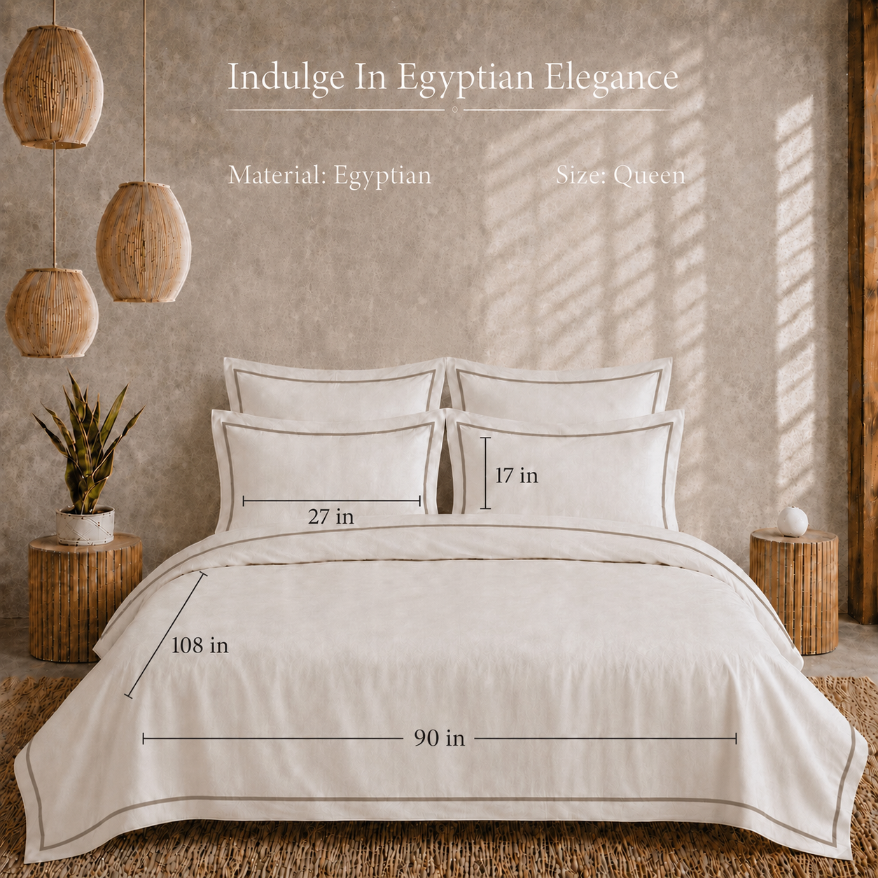 Egyptian Collection - Flat Piping - Zen’s Fine Taupe | Bedsheet & Duvet Cover with Pillowcases