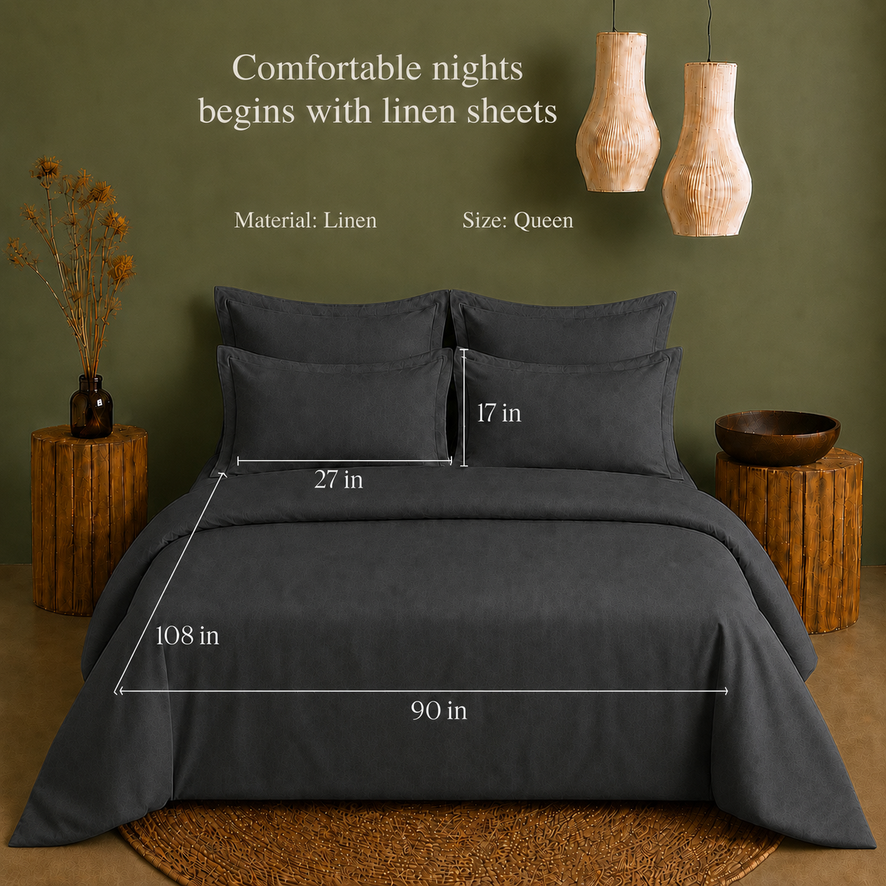 Linen Collection - Shadow Slate | Duvet Cover with Pillowcases