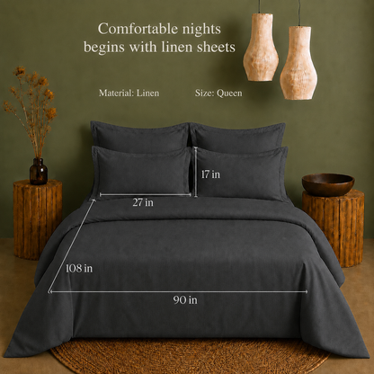 Linen Collection - Shadow Slate | Duvet Cover with Pillowcases