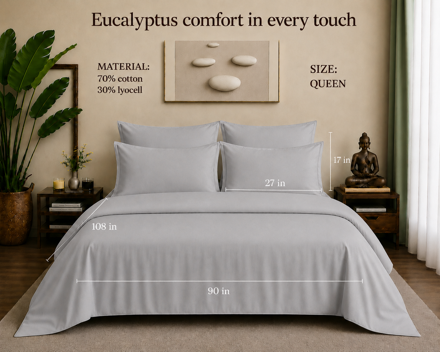 Eucalyptus Collection - Sterling Silver | Duvet Cover with Pillowcases
