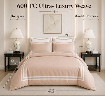 600 TC Pure Cotton Collection - Desert Sand | Bedsheet with Pillowcases