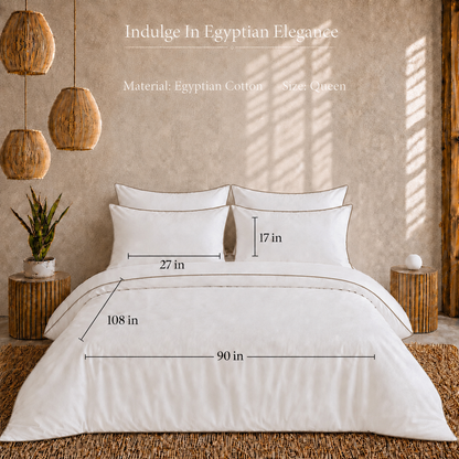 Egyptian Collection - Pure Piping -  Zen Staple Taupe | Bedsheet & Duvet Cover with Pillowcases
