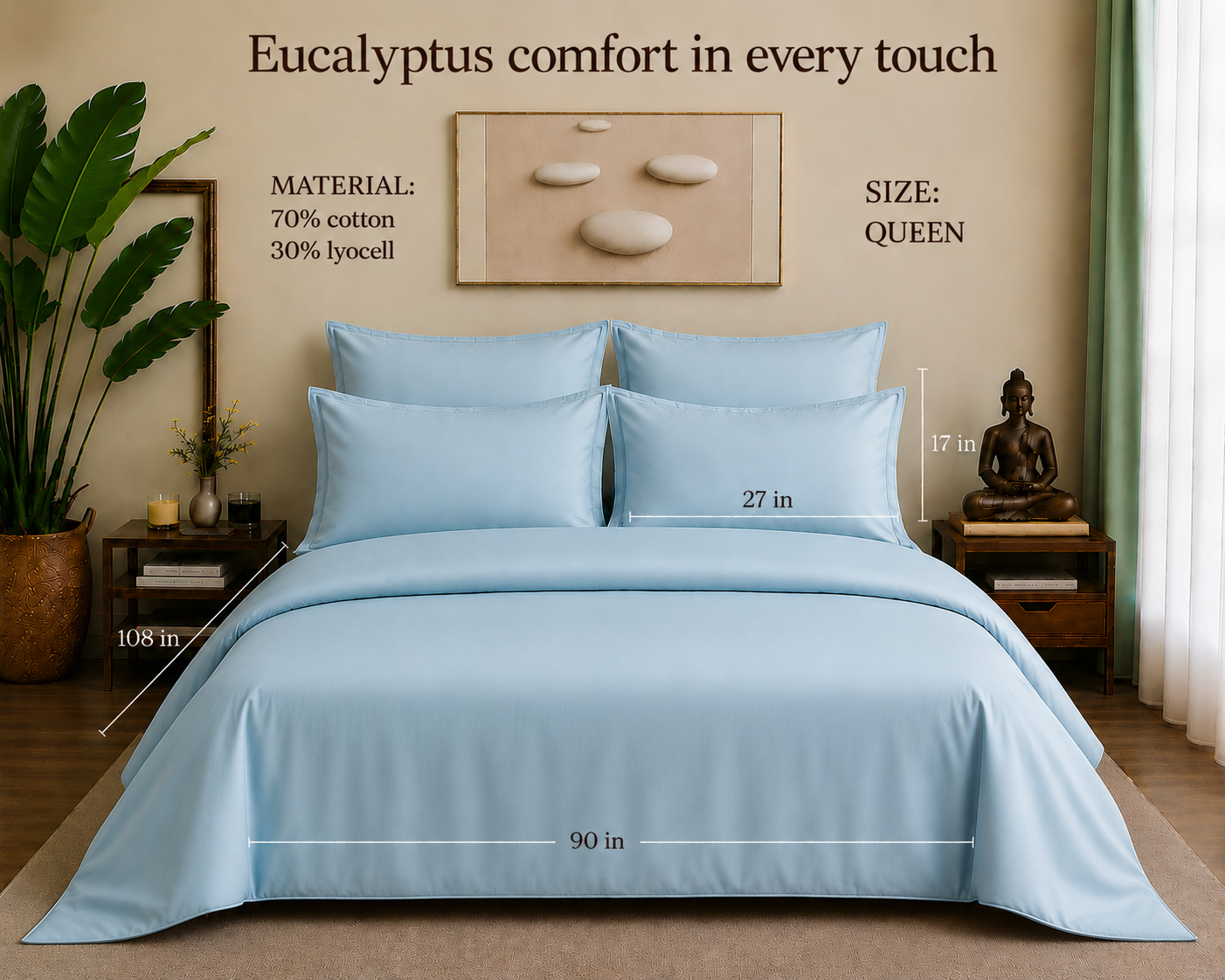 Eucalyptus Collection - Pastel Teal | Duvet Cover with Pillowcases