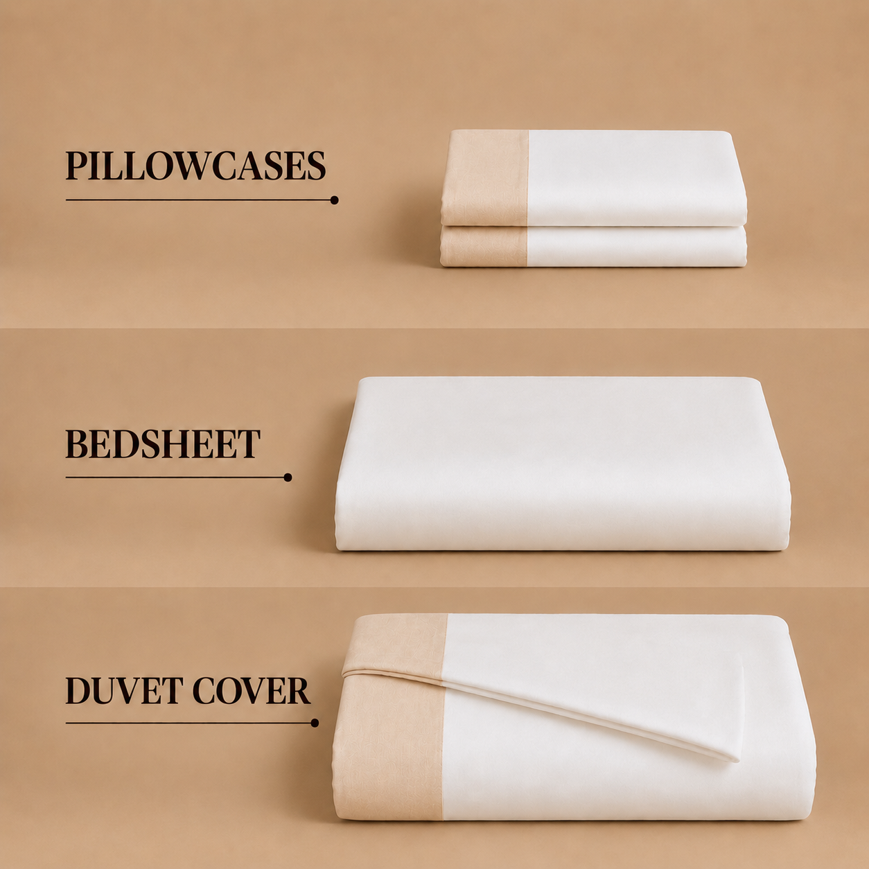 Egyptian Cotton - Border - Zen Classic Beige | Bedsheet with Pillowcases