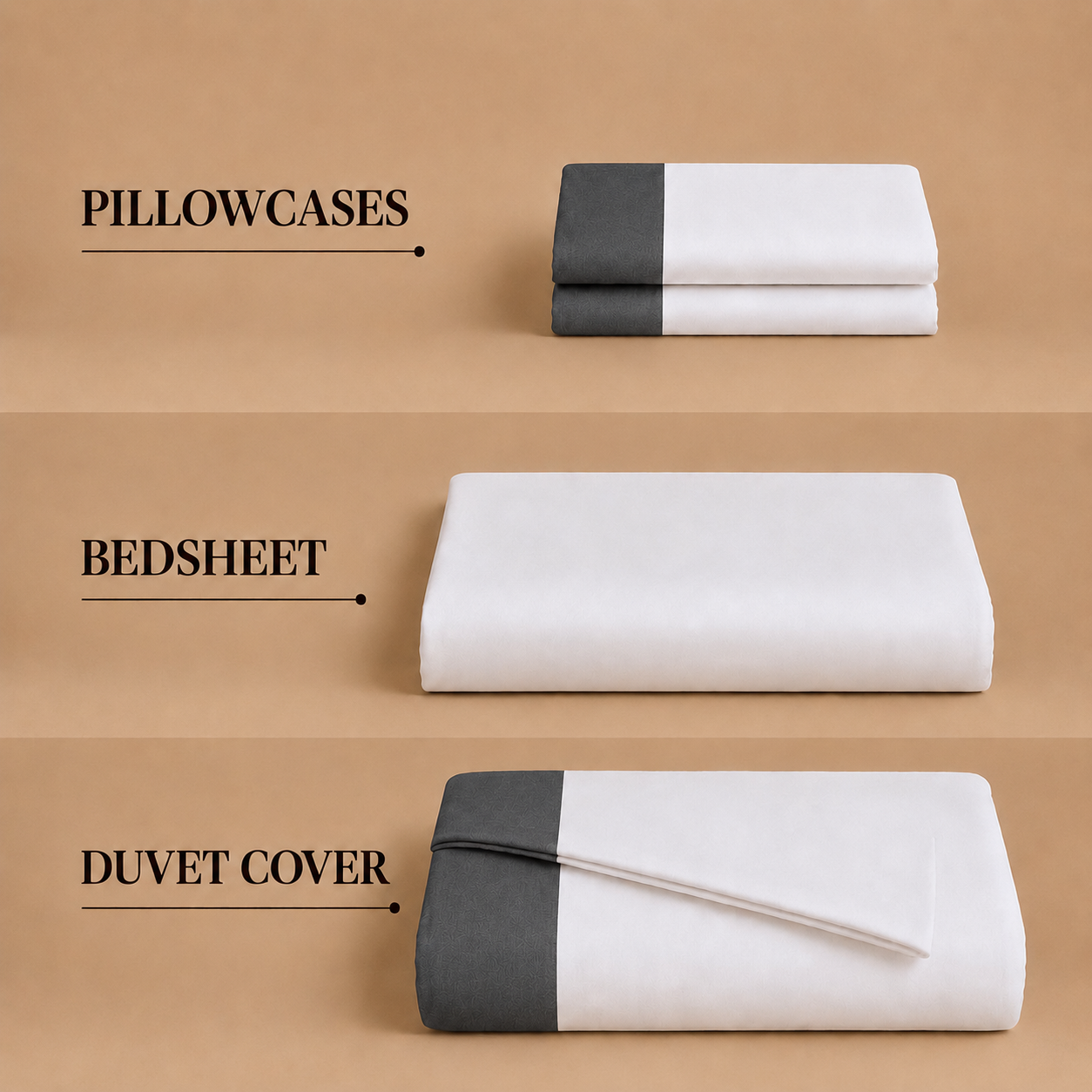 Egyptian Cotton - Border - Zen Classic Grey | Bedsheet with Pillowcases