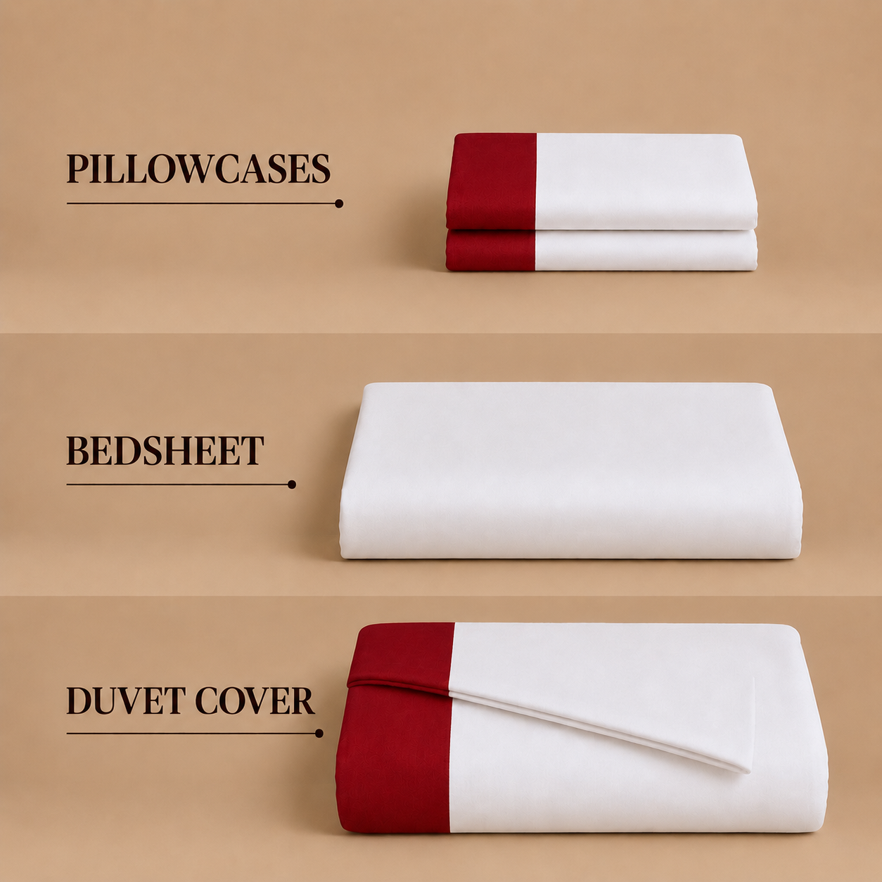 Egyptian Cotton - Border - Zen Classic Red | Bedsheet with Pillowcases