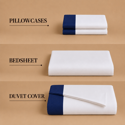 Egyptian Cotton - Border - Zen Classic Dark Blue | Bedsheet with Pillowcases