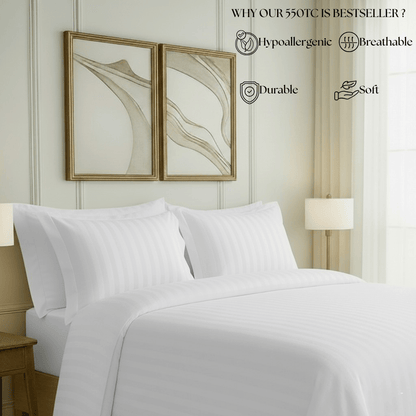 550 TC Stripes Collection - Pure Snow