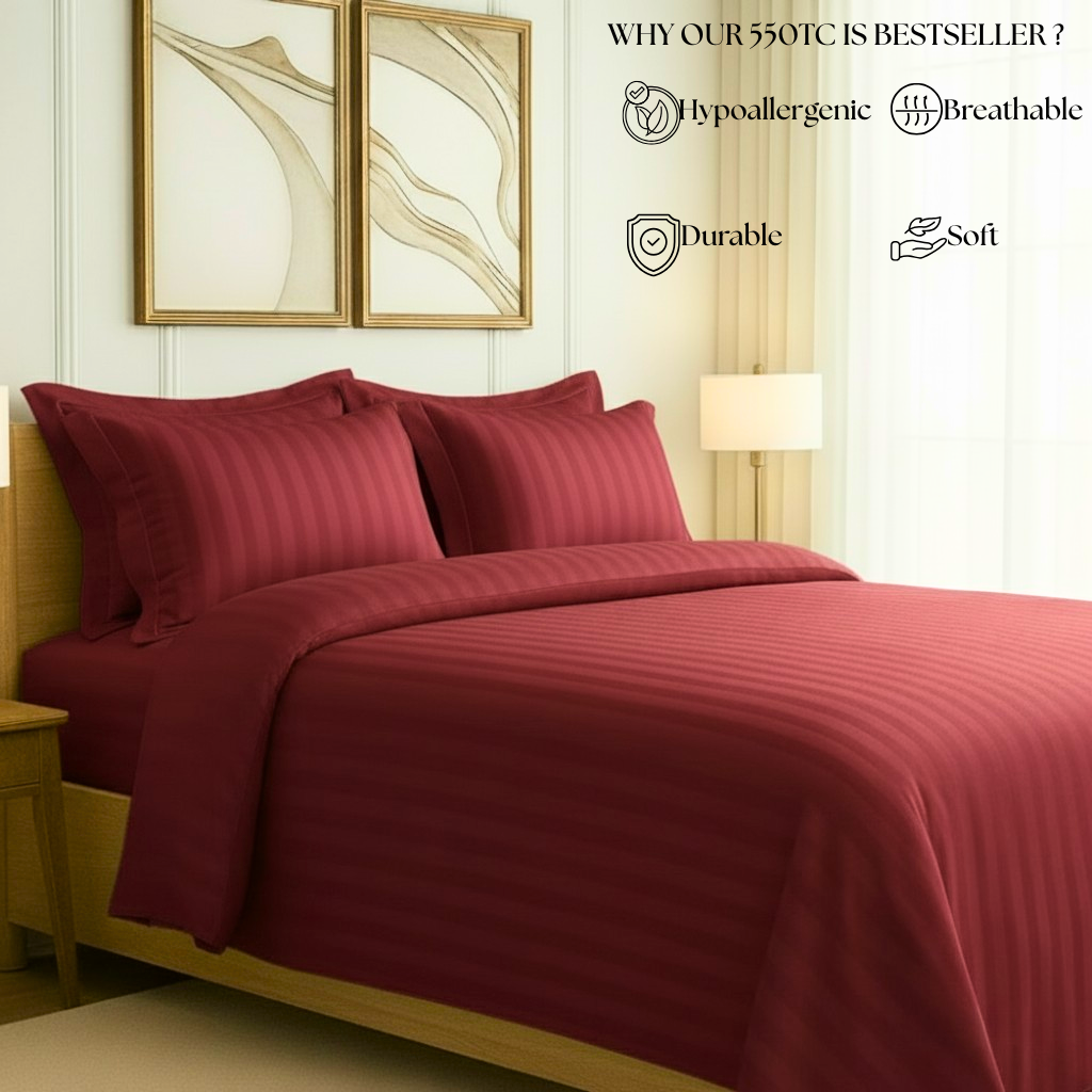 550 TC Stripes Collection - Crimson Velvet