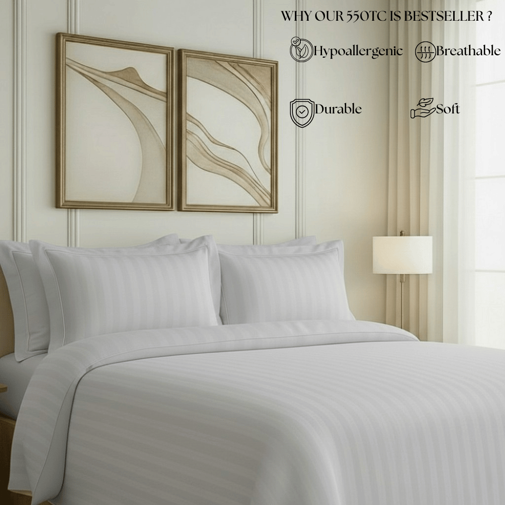 550 TC Stripes Collection - Silver Mist