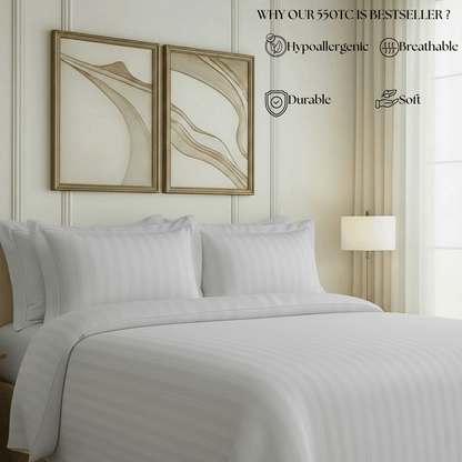 550 TC Stripes Collection - Silver Mist