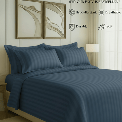 550 TC Stripes Collection- Blue Lagoon