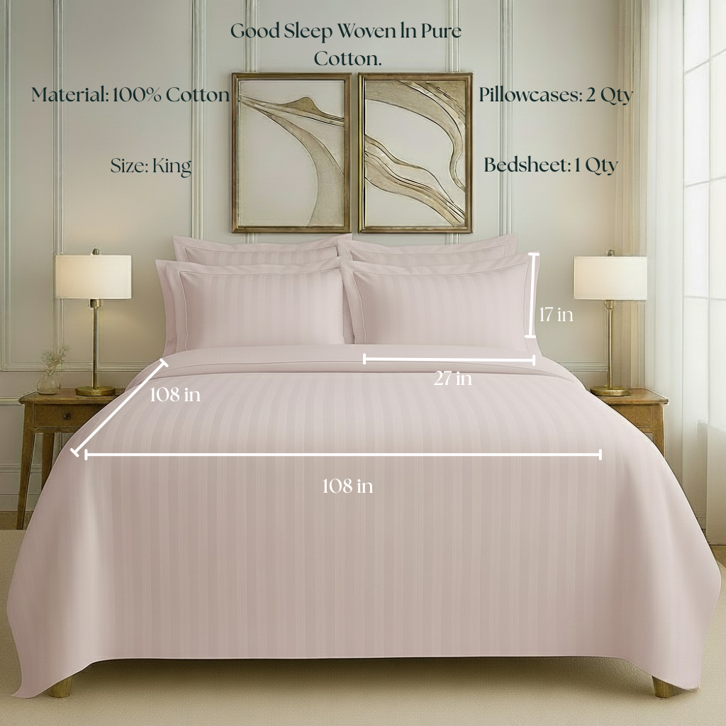 550 TC Stripes Collection - Blush Petal