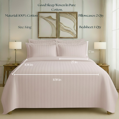 550 TC Stripes Collection - Blush Petal