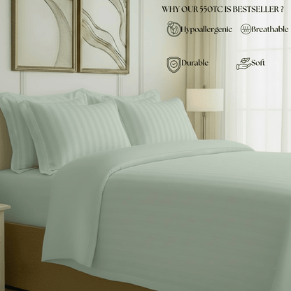 550 TC Stripes Collection - Sage Serenity