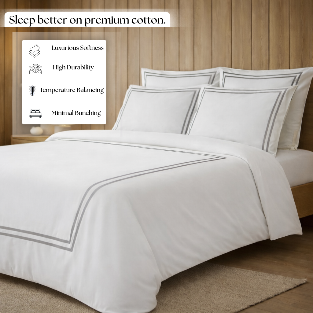 800 TC Pure Cotton Collection -Merrowing - Silver Stone
