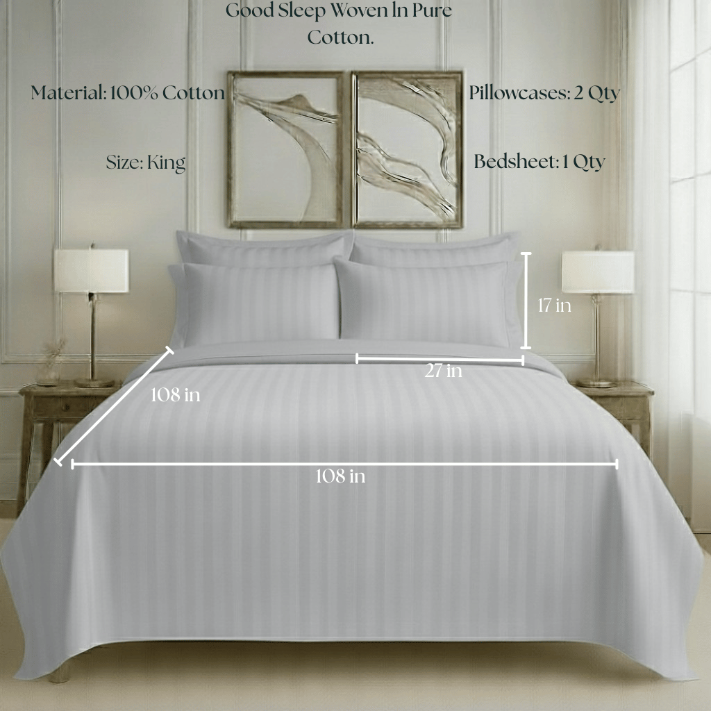 550 TC Stripes Collection - Silver Mist