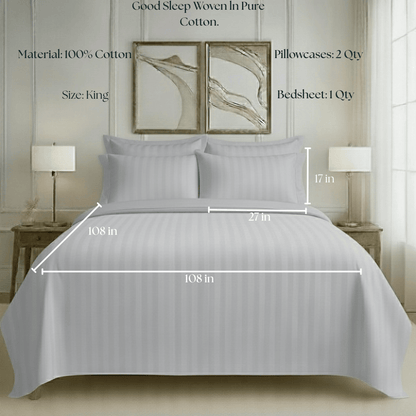 550 TC Stripes Collection - Silver Mist