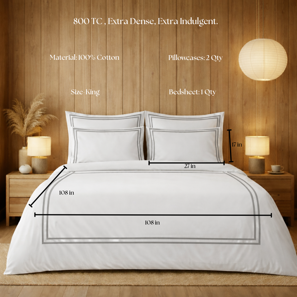 800 TC Pure Cotton Collection -Merrowing - Silver Stone