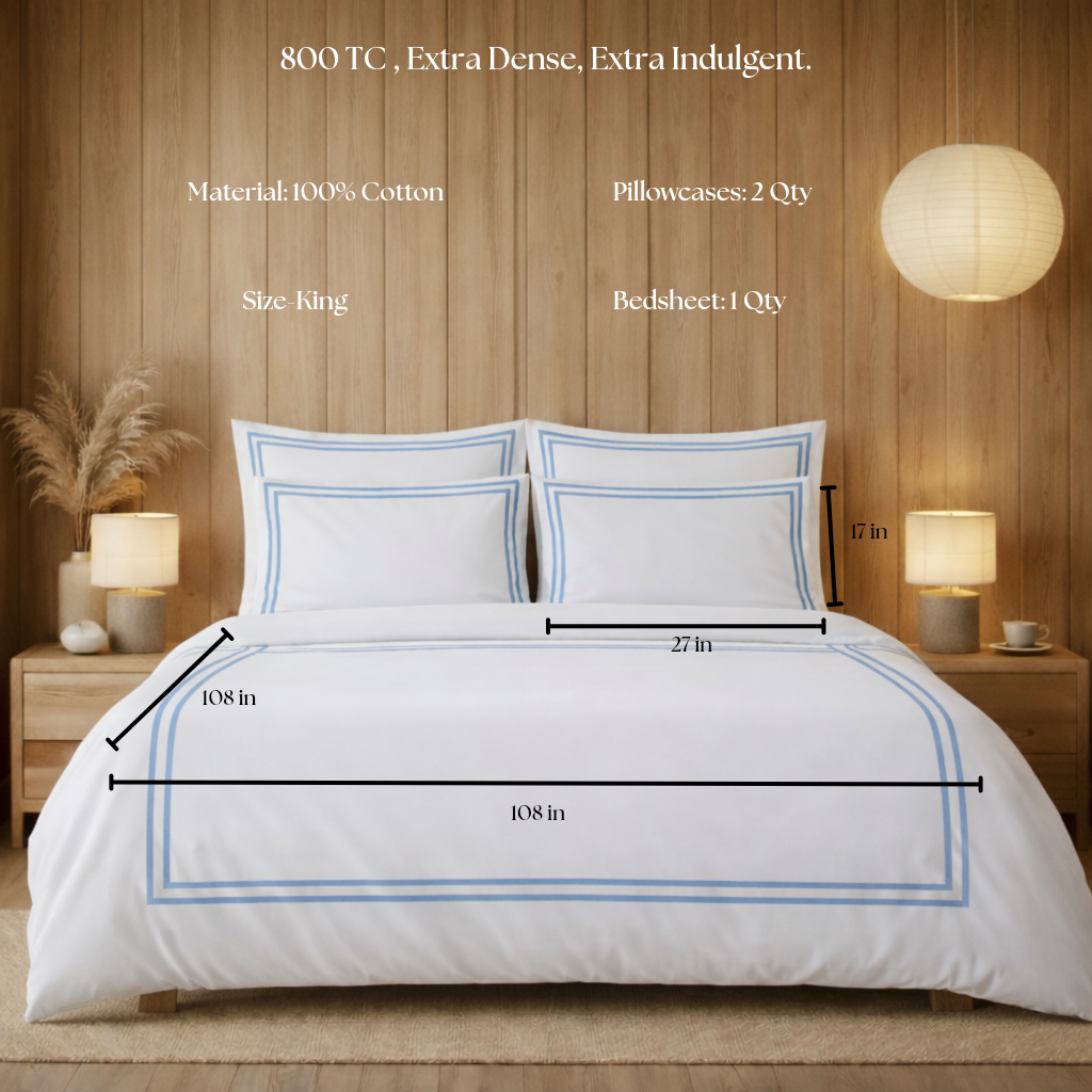 800 TC Pure Cotton Collection -Merrowing - Azure Whisper