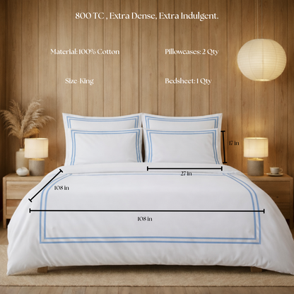 800 TC Pure Cotton Collection -Merrowing - Azure Whisper