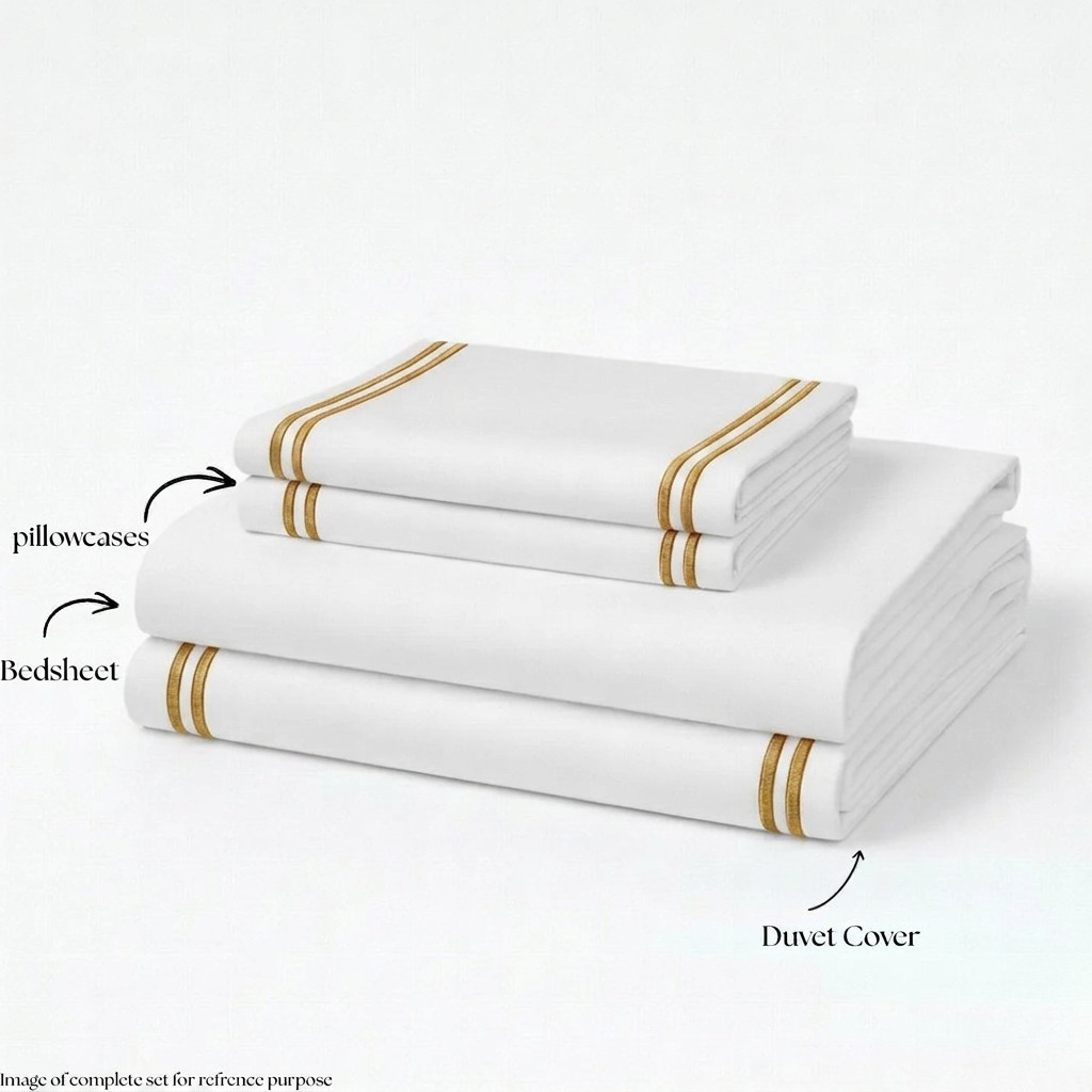 800 TC Pure Cotton Collection -Merrowing - Golden Haze | Duvet Cover with Pillowcases