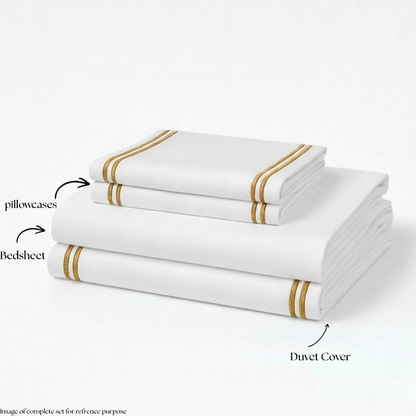 800 TC Pure Cotton Collection -Merrowing - Golden Haze | Bedsheet with Pillowcases