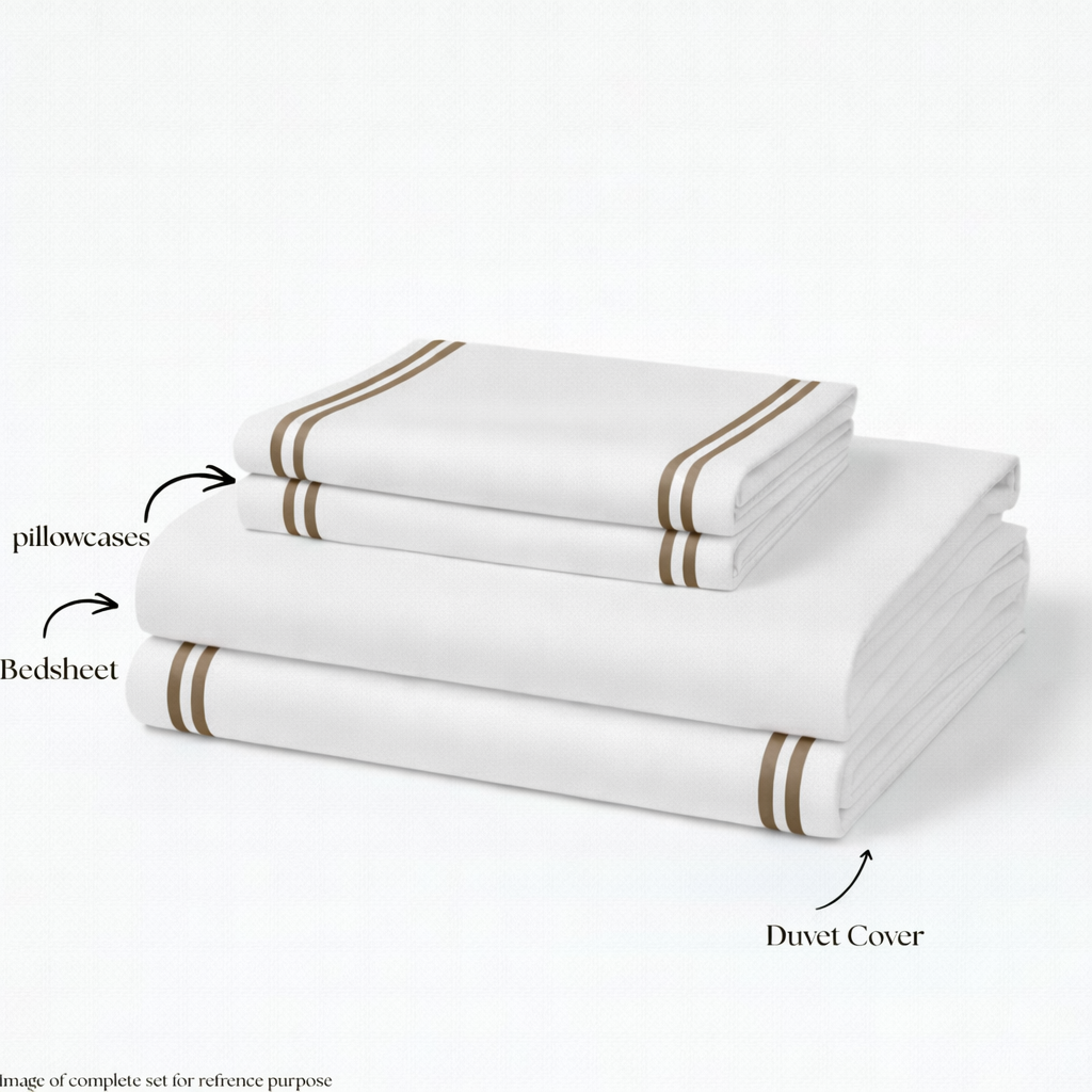 800 TC Pure Cotton Collection -Merrowing - Warm Wood | Duvet Cover with Pillowcases