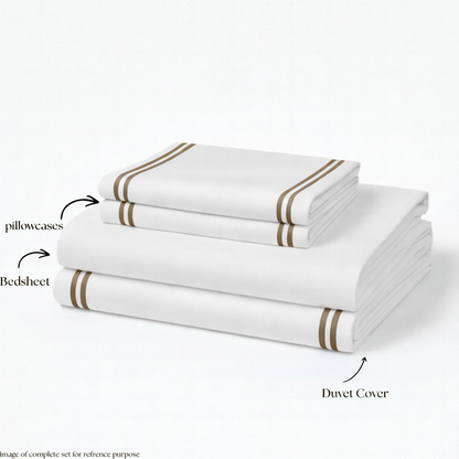 800 TC Pure Cotton Collection -Merrowing - Warm Wood | Bedsheet with Pillowcases